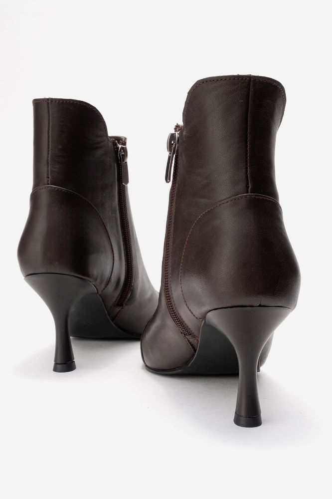 Kadın Deri İnce Topuklu Bilekte Bot KAHVE PYZ1063 resmi