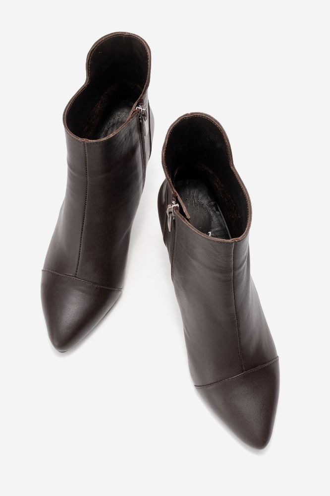 Kadın Deri İnce Topuklu Bilekte Bot KAHVE PYZ1063 resmi