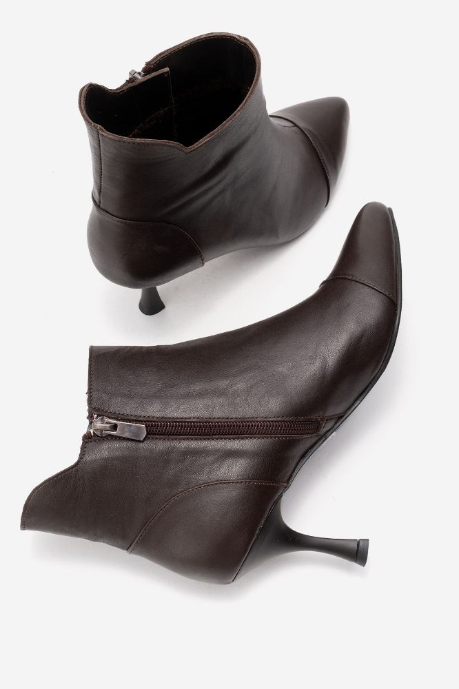 Kadın Deri İnce Topuklu Bilekte Bot KAHVE PYZ1063 resmi