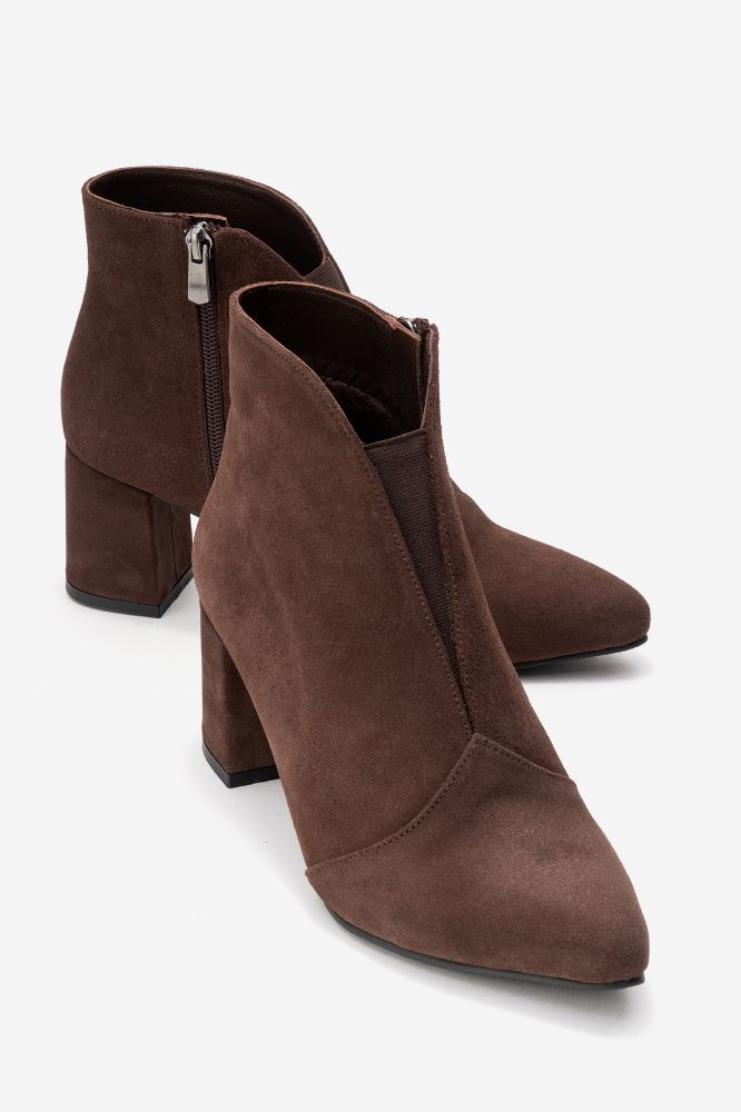 Kadın Deri Kalın Topuklu Bot KAHVE SUET PYZ1924 resmi