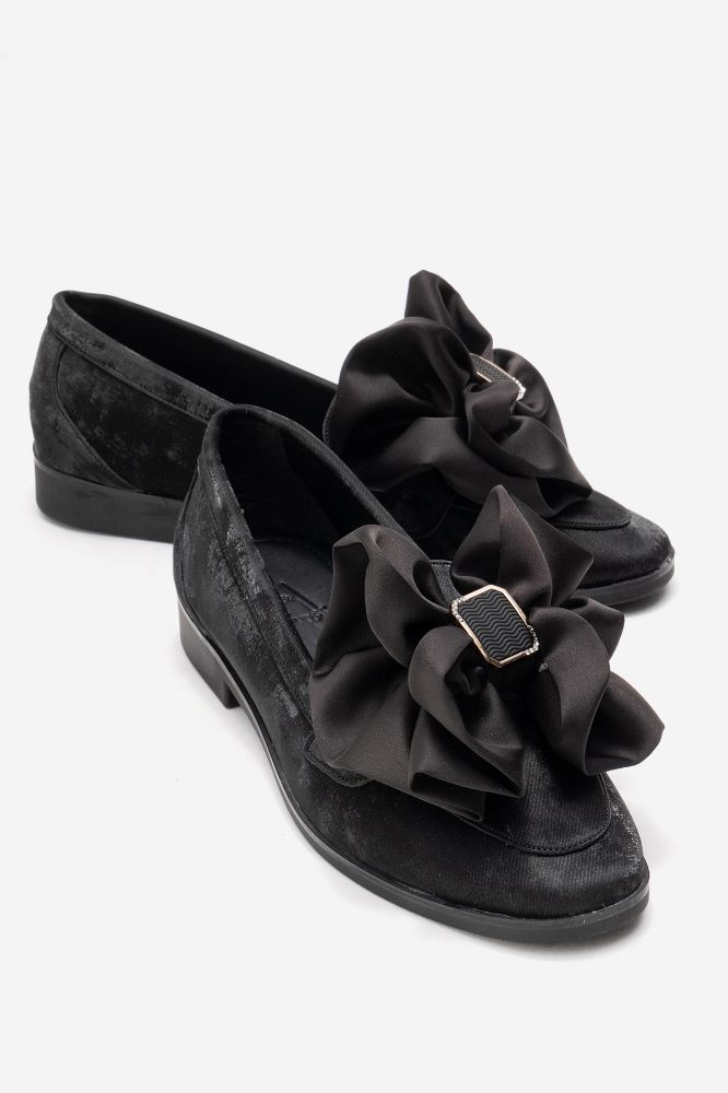 Kadın Fiyonk Detaylı Loafer SIYAH TUVIN YKL031 resmi