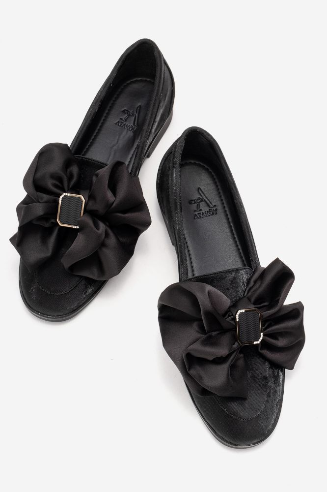 Kadın Fiyonk Detaylı Loafer SIYAH TUVIN YKL031 resmi
