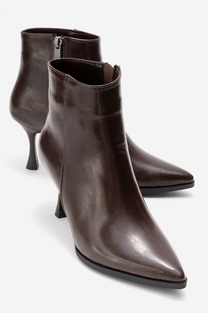 Kadın İnce Topuklu Bot KAHVE RUSTIK YKL608 resmi