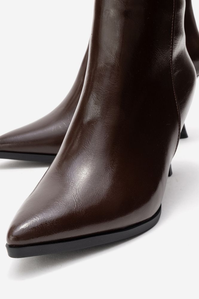 Kadın İnce Topuklu Bot KAHVE RUSTIK YKL608 resmi