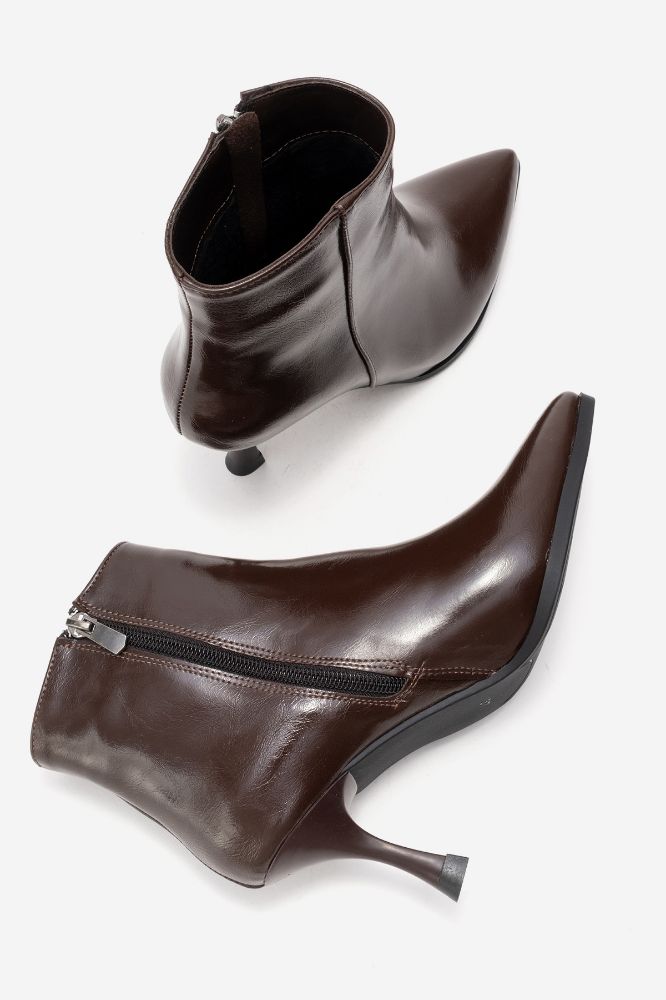 Kadın İnce Topuklu Bot KAHVE RUSTIK YKL608 resmi