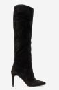 Kadın Deri İnce Topuklu Diz Üstü Çizme SIYAH SUET LOOK305