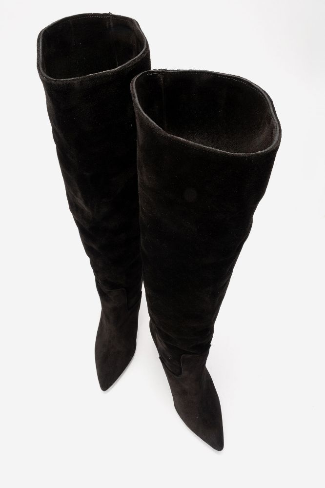 kadin-deri-ince-topuklu-diz-ustu-cizme-SIYAH SUET-LOOK305-0102248_0
