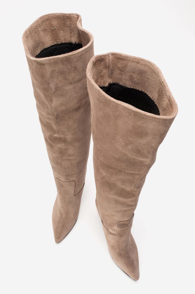 kadin-deri-ince-topuklu-diz-ustu-cizme-VIZON SUET-LOOK305-0102260_0