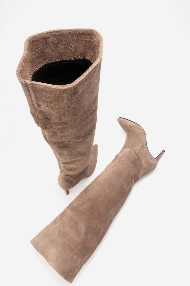kadin-deri-ince-topuklu-diz-ustu-cizme-VIZON SUET-LOOK305-0102261_0