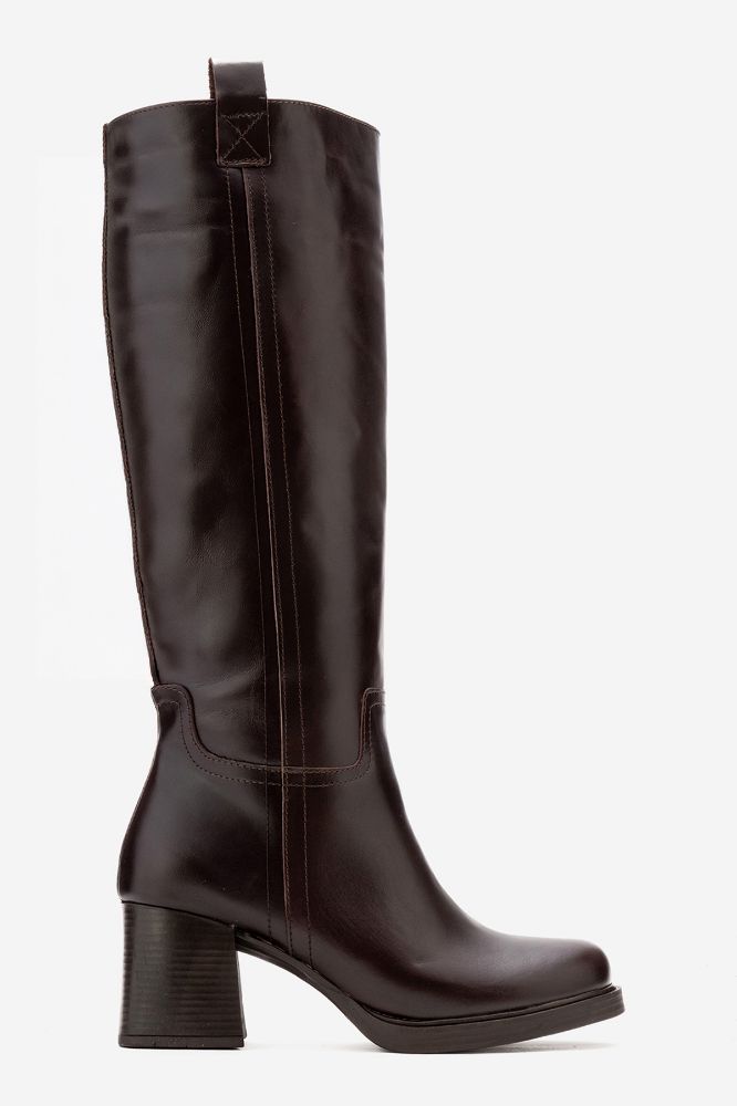 Kadın Deri Topuklu Çizme KAHVE MON3140 resmi