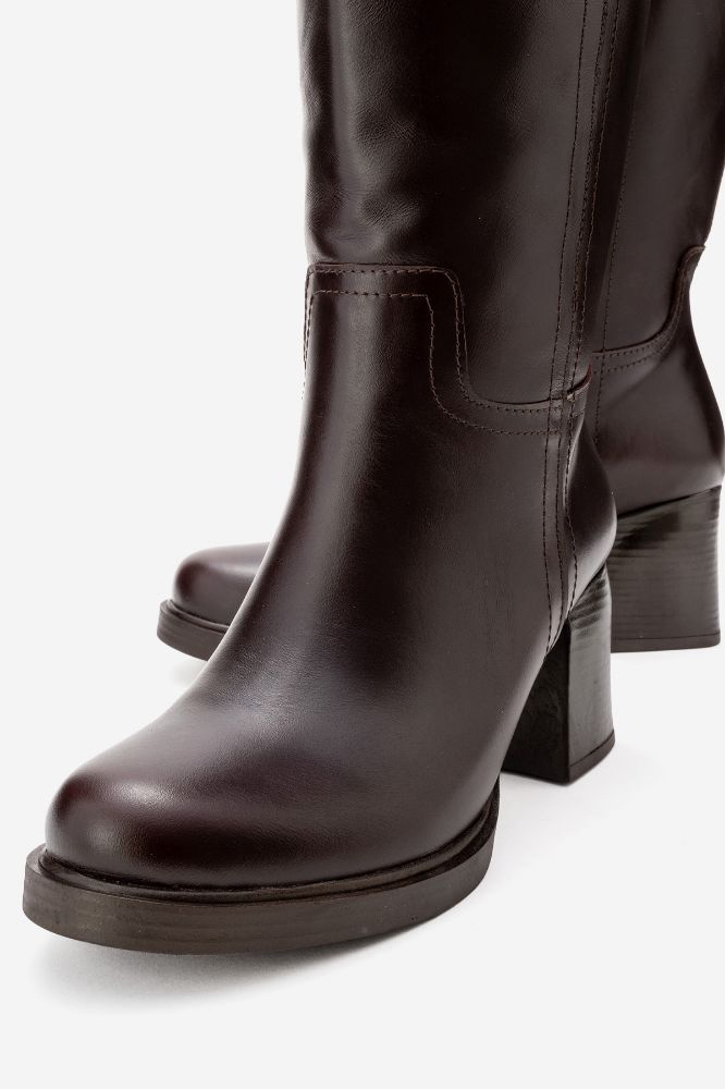 Kadın Deri Topuklu Çizme KAHVE MON3140 resmi