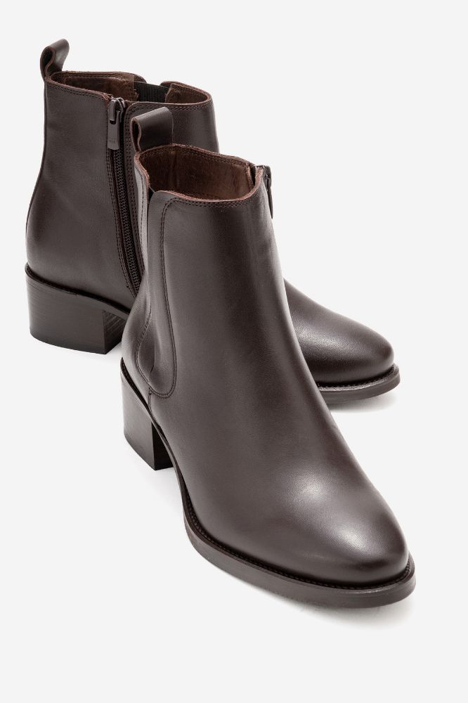 Kadın Deri Topuklu Bot KAHVE PNC635 resmi