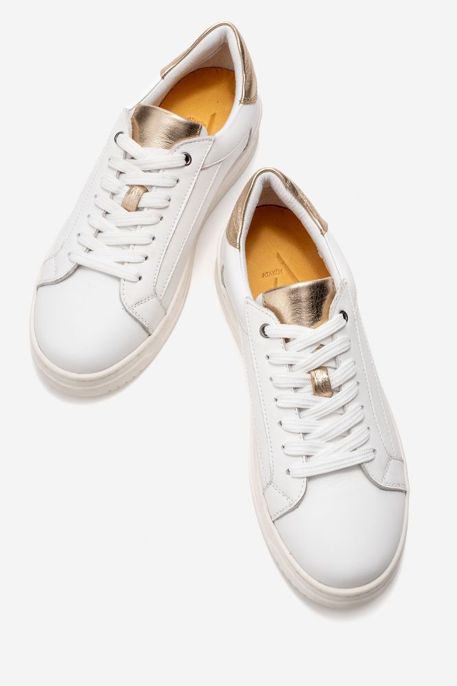 Kadın Deri Sneaker Ayakkabı BEYAZ ALTIN  PNC1393 resmi