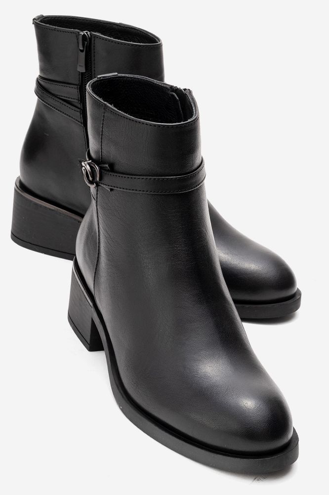 Kadın Deri Topuklu Bot SIYAH PNC1486 resmi