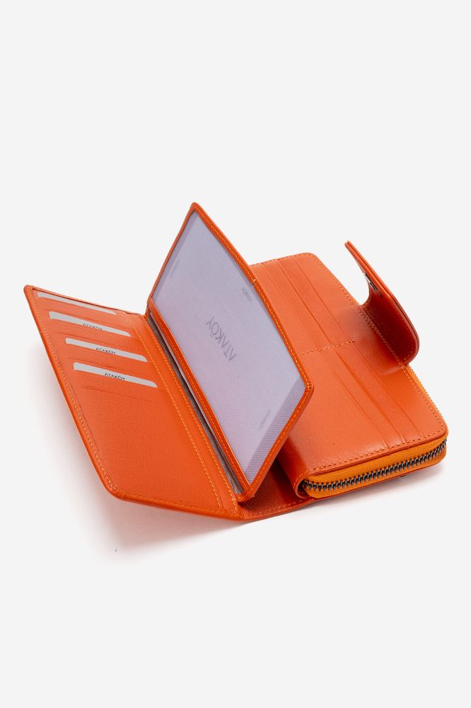 Kadın Deri Cüzdan TURUNCU ENS9702 resmi