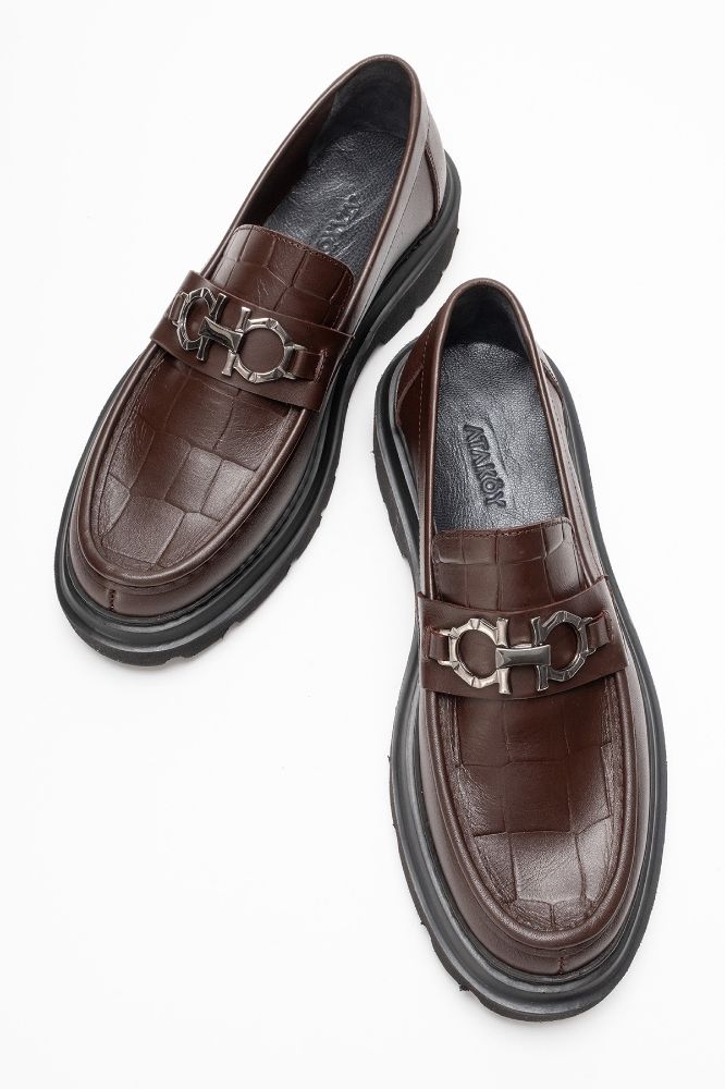 Erkek Deri Tokalı Ayakkabı KAHVE CSK953 resmi