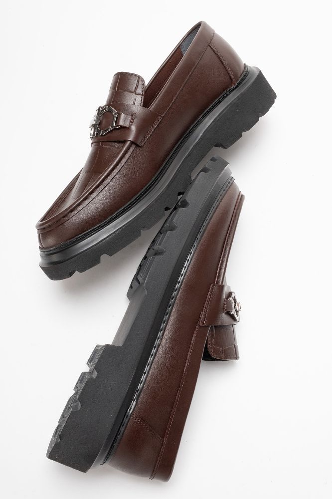 Erkek Deri Tokalı Ayakkabı KAHVE CSK953 resmi