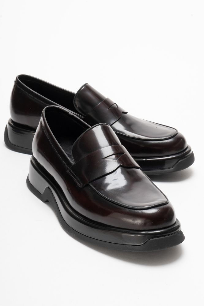 Erkek Deri Loafer Ayakkabı BORDO RUGAN GLR9700 resmi