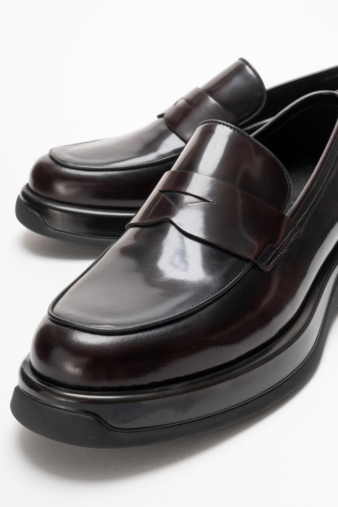 Erkek Deri Loafer Ayakkabı BORDO RUGAN GLR9700 resmi