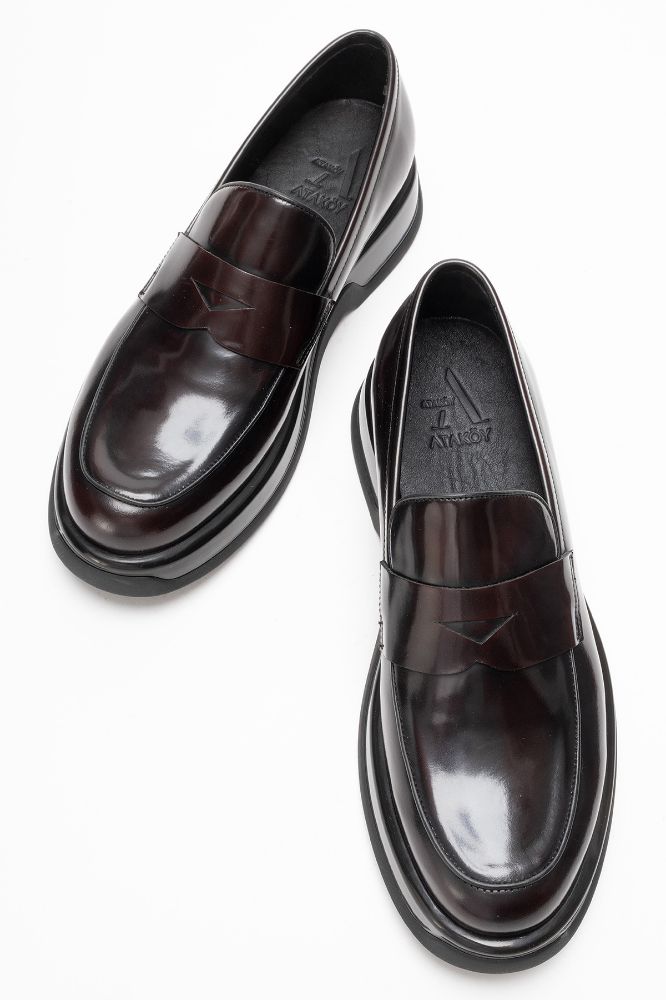 Erkek Deri Loafer Ayakkabı BORDO RUGAN GLR9700 resmi