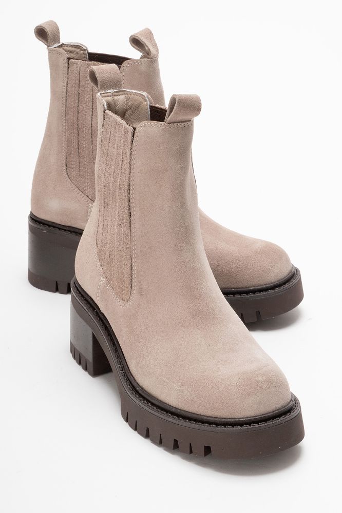 Kadın Kalın Taban Topuklu Bot KUM SUET OK2562 resmi