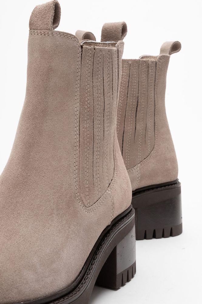 Kadın Kalın Taban Topuklu Bot KUM SUET OK2562 resmi