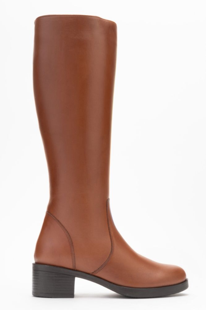 Kadın Deri Topuklu Çizme TABA PNC517 resmi