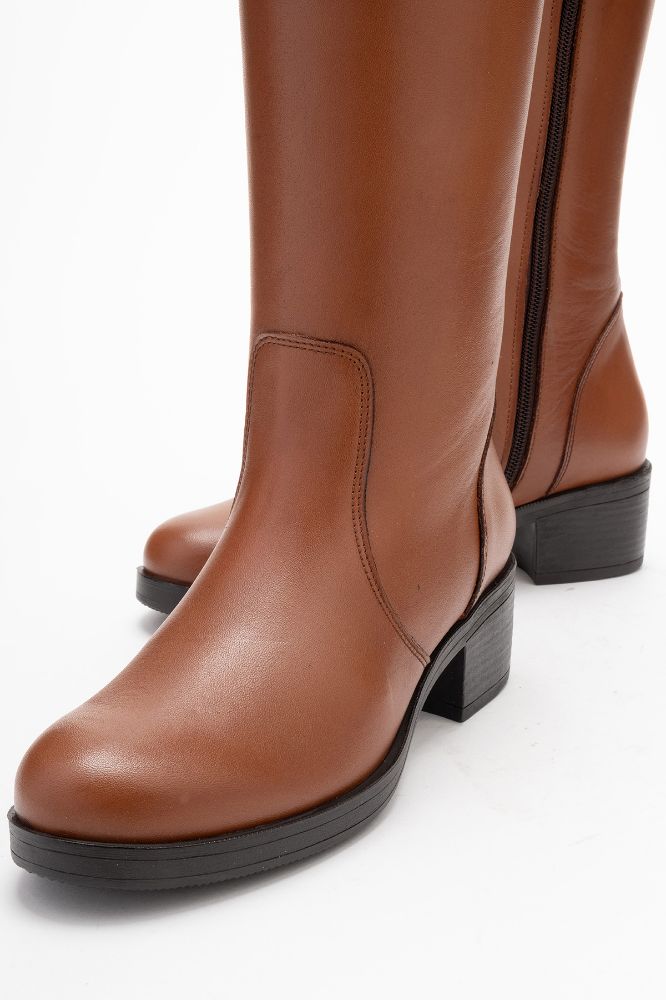 Kadın Deri Topuklu Çizme TABA PNC517 resmi