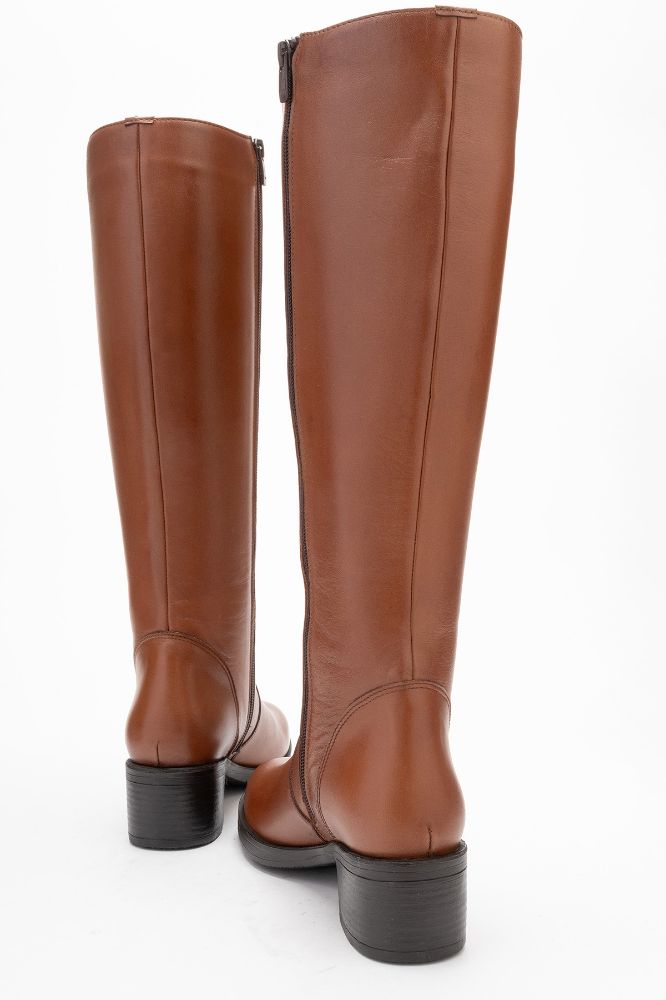 Kadın Deri Topuklu Çizme TABA PNC517 resmi