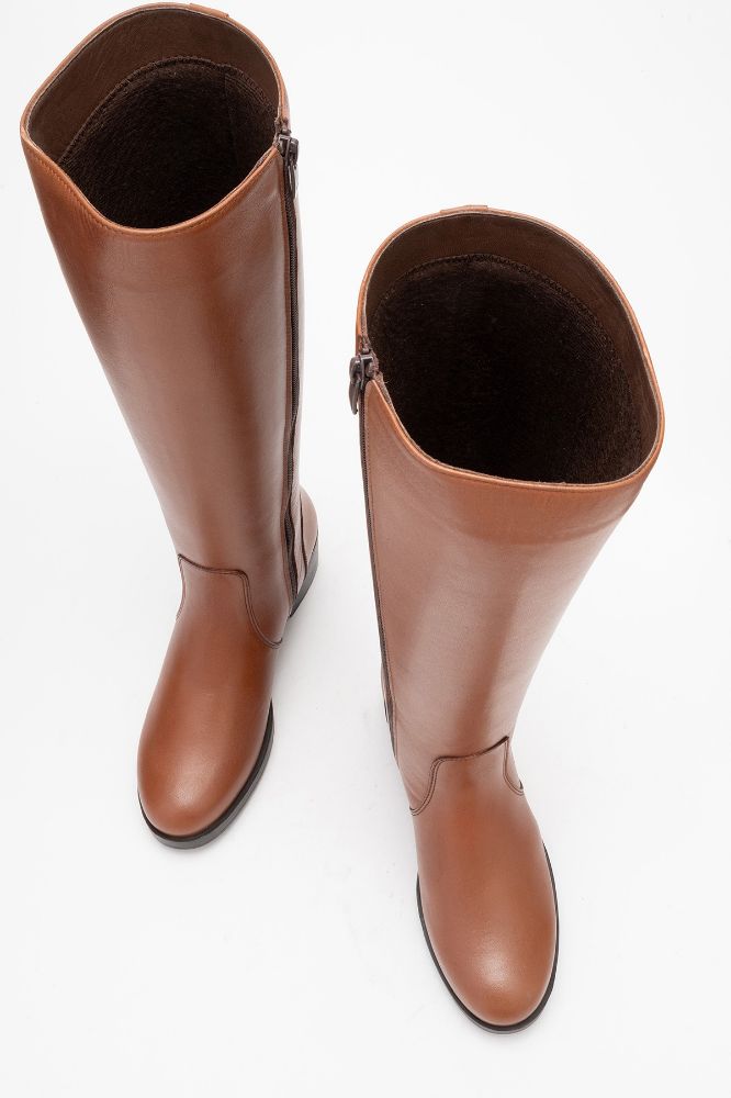 Kadın Deri Topuklu Çizme TABA PNC517 resmi