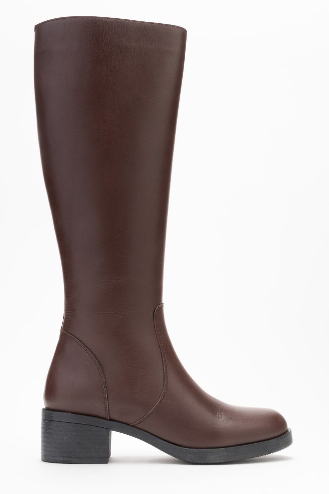 Kadın Deri Topuklu Çizme KAHVE PNC517 resmi