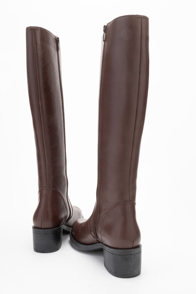Kadın Deri Topuklu Çizme KAHVE PNC517 resmi