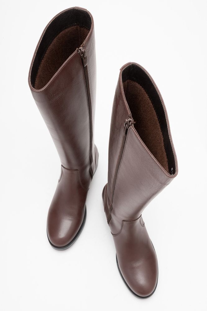 Kadın Deri Topuklu Çizme KAHVE PNC517 resmi