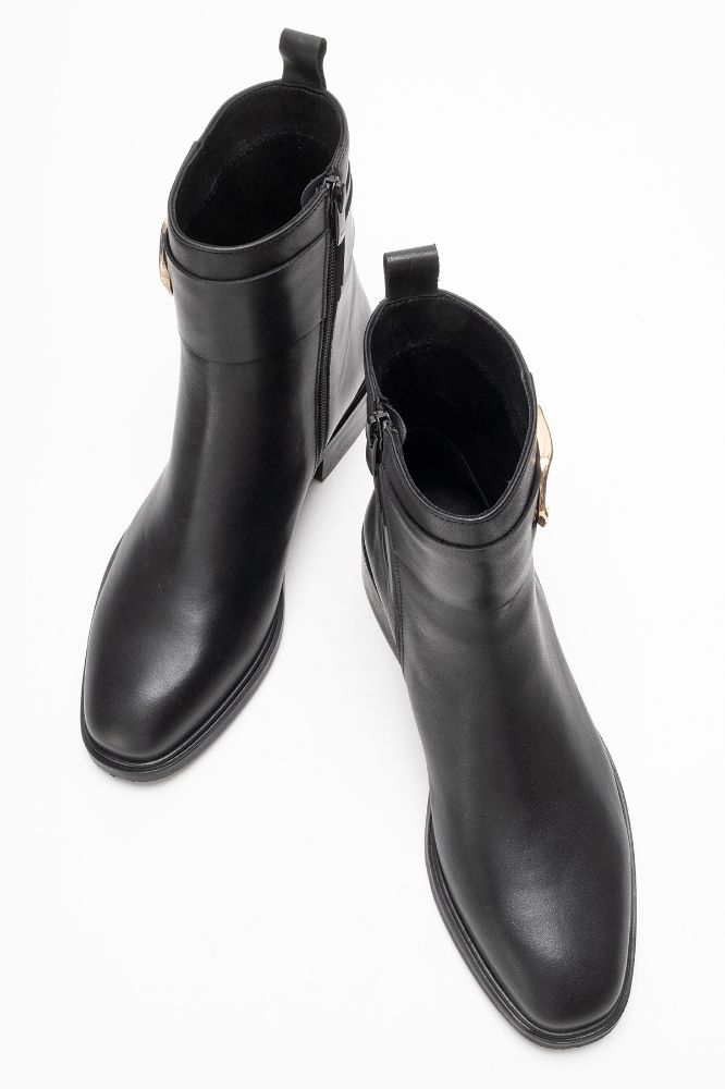 Kadın Deri Tokalı Bot SIYAH PNC1547 resmi