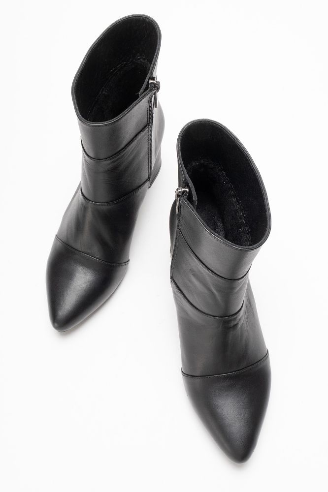 Kadın Deri Kalın Topuklu Bot SIYAH PYZ1206 resmi
