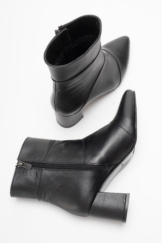 Kadın Deri Kalın Topuklu Bot SIYAH PYZ1206 resmi