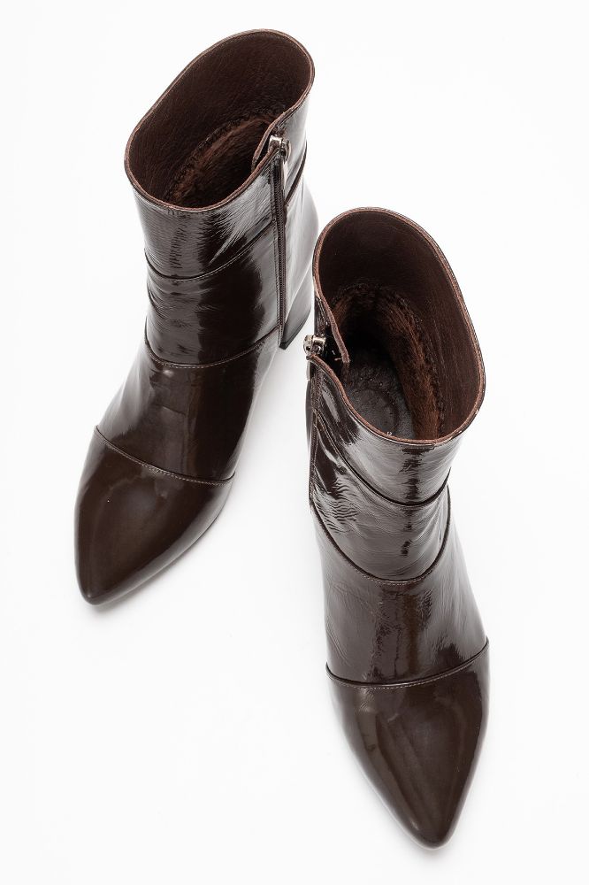 Kadın Deri Kalın Topuklu Bot KAHVE RUGAN PYZ1206 resmi