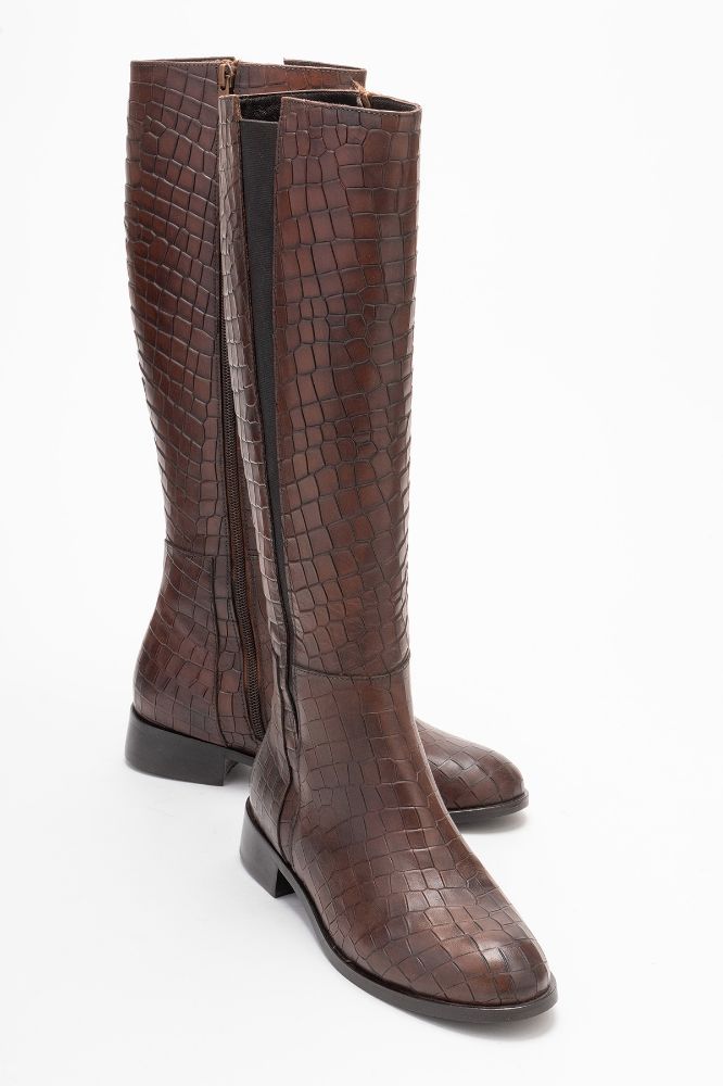 kadin-deri-cizme-KAHVE KROKO-PNC631-0103234_0