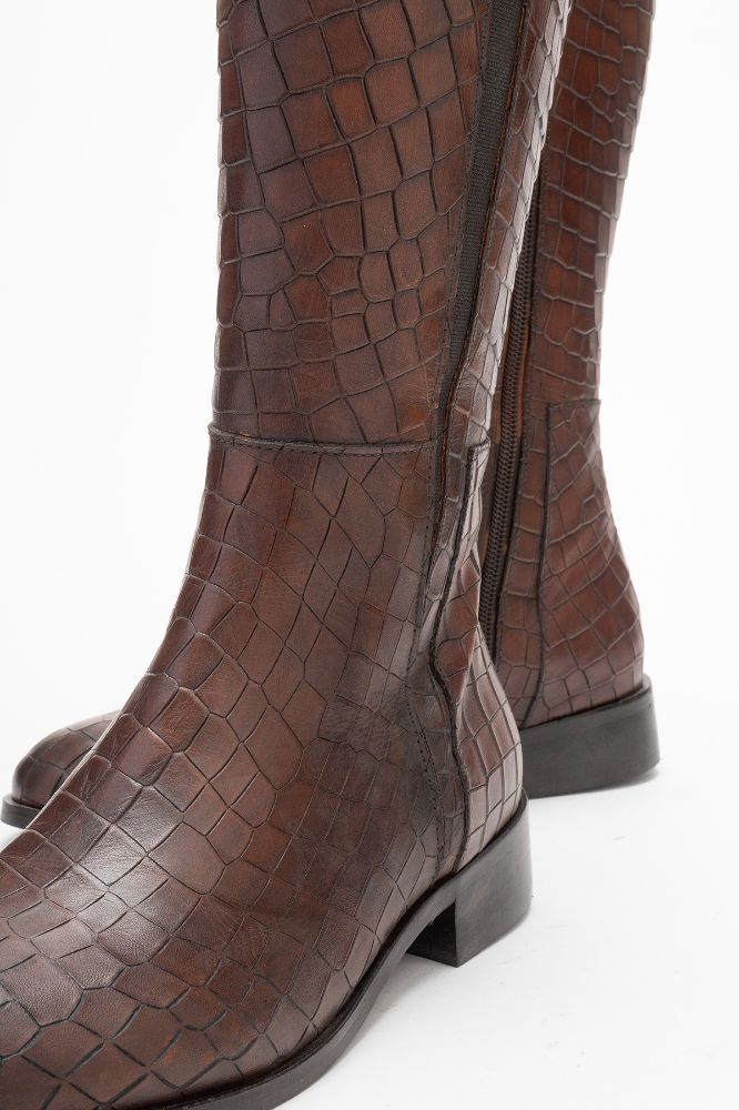 kadin-deri-cizme-KAHVE KROKO-PNC631-0103235_0