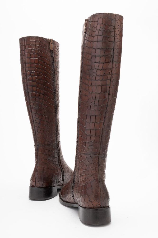 kadin-deri-cizme-KAHVE KROKO-PNC631-0103236_0