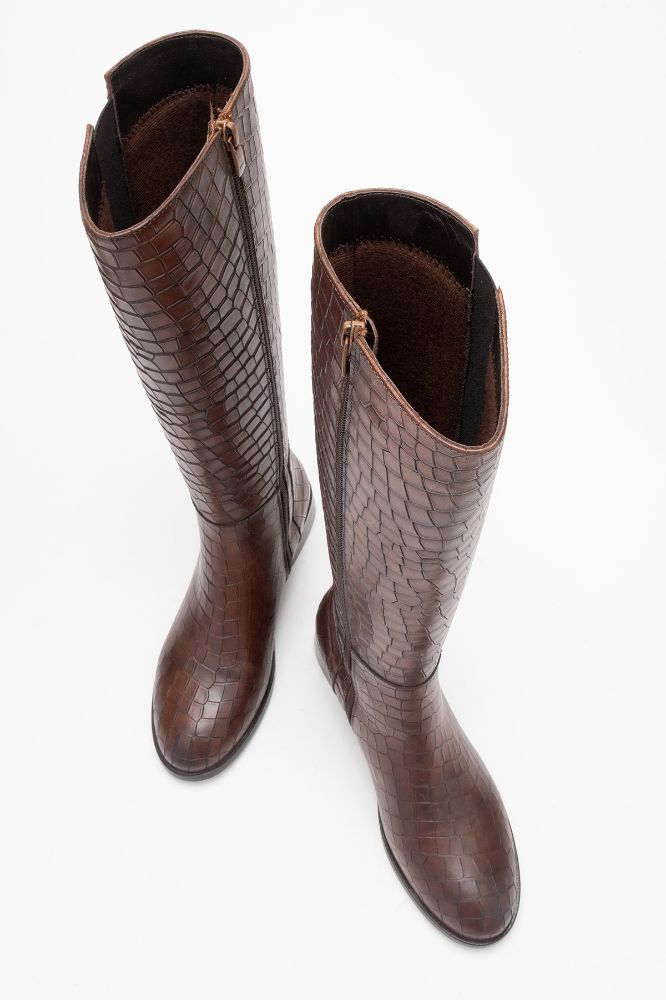kadin-deri-cizme-KAHVE KROKO-PNC631-0103237_0