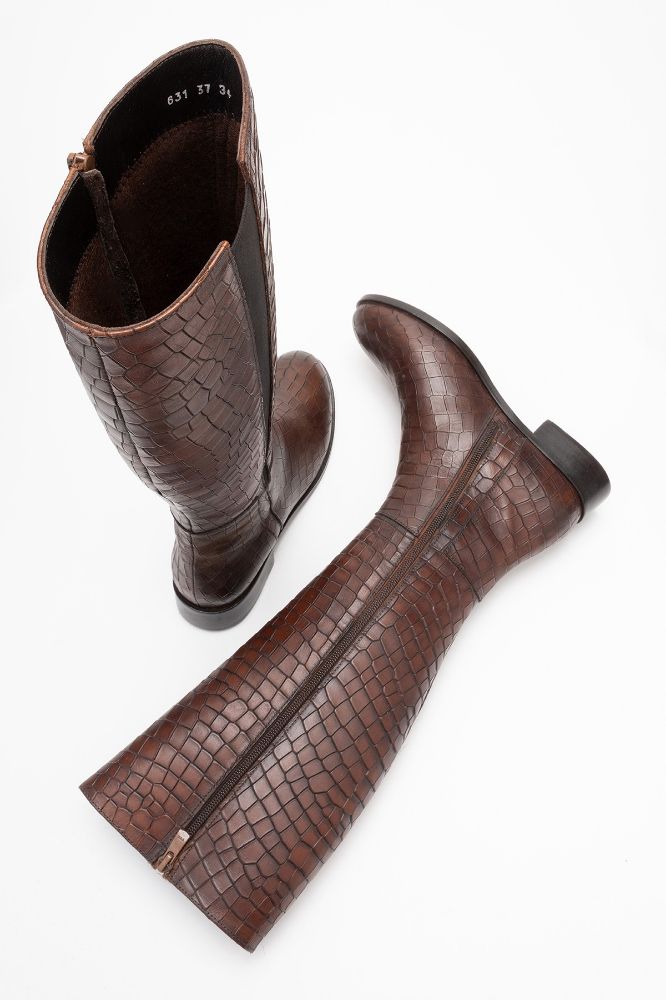 kadin-deri-cizme-KAHVE KROKO-PNC631-0103238_0