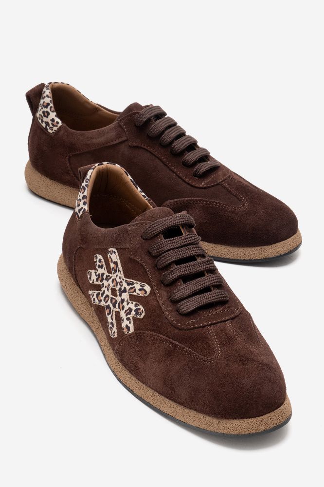 Kadın Deri Ayakkabı KAHVE SUET LEOPAR NHR236 resmi