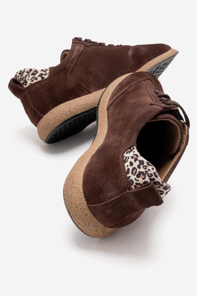 Kadın Deri Ayakkabı KAHVE SUET LEOPAR NHR236 resmi