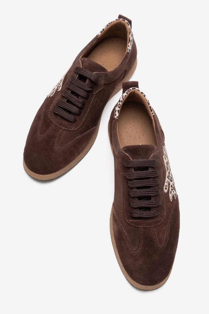 Kadın Deri Ayakkabı KAHVE SUET LEOPAR NHR236 resmi