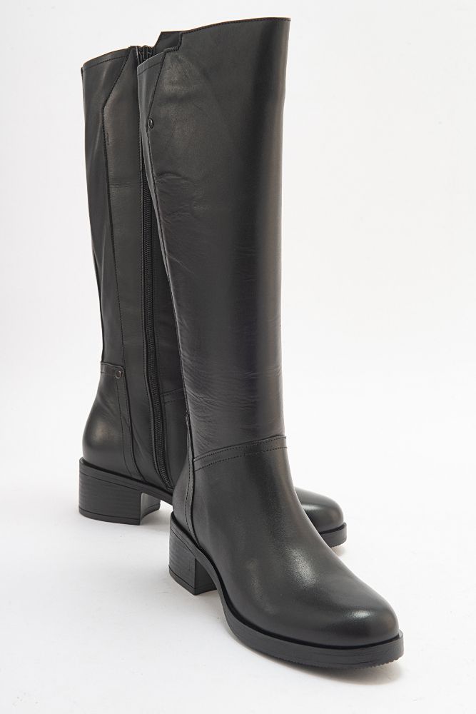 Kadın Deri Topuklu Çizme SIYAH PNC516 resmi