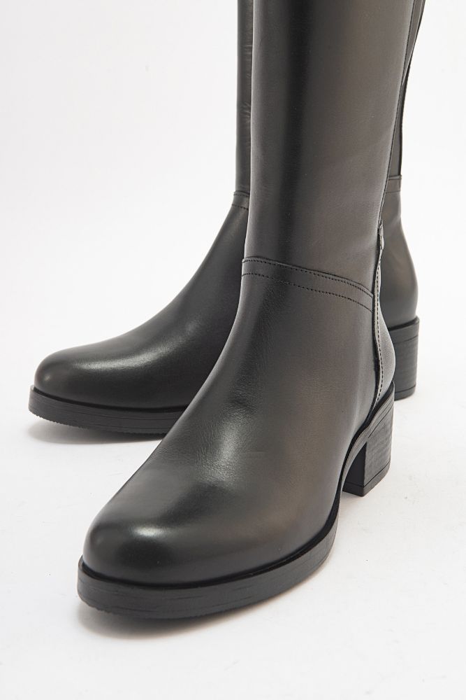 Kadın Deri Topuklu Çizme SIYAH PNC516 resmi