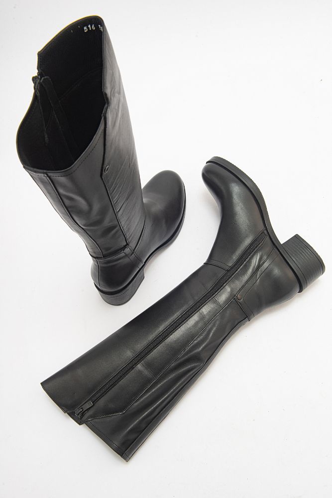 Kadın Deri Topuklu Çizme SIYAH PNC516 resmi