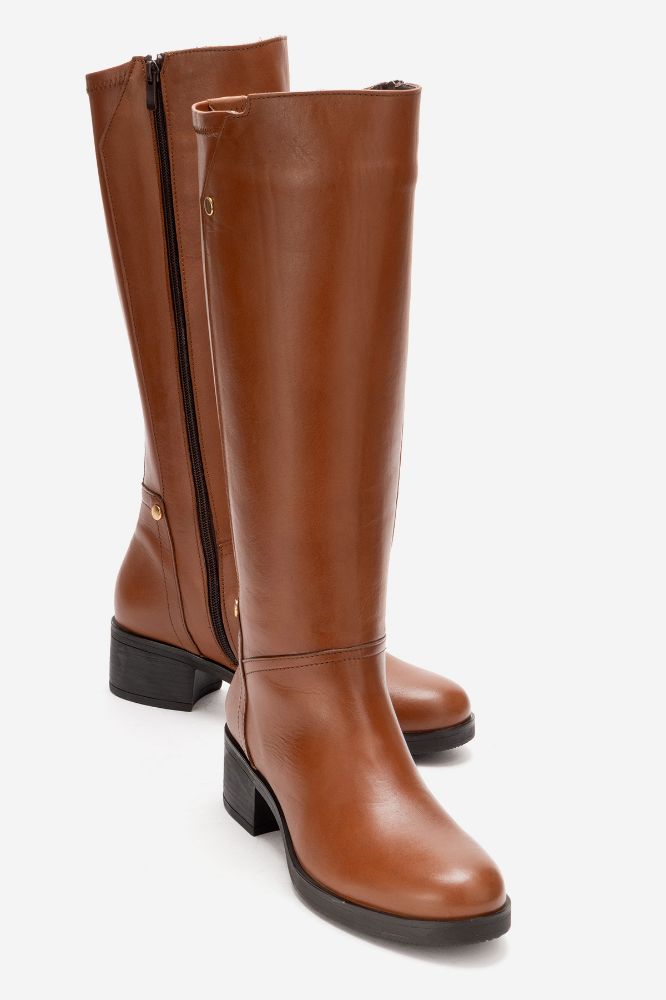 Kadın Deri Topuklu Çizme TABA PNC516 resmi