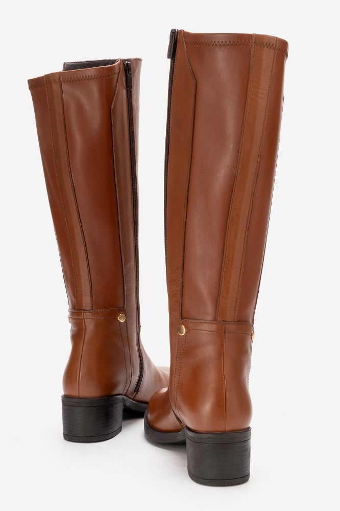 Kadın Deri Topuklu Çizme TABA PNC516 resmi